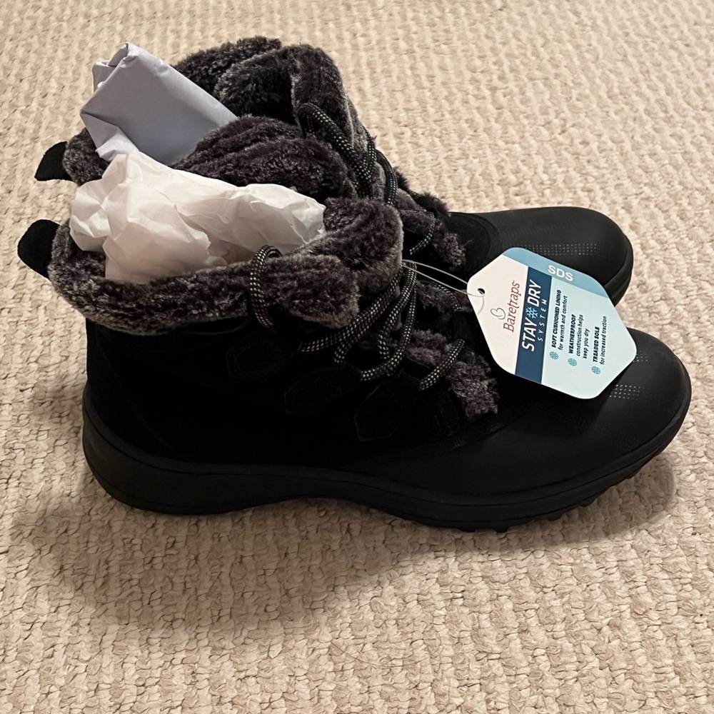NIB BareTraps Black Fur-Lined Winter Boots Size 7.5